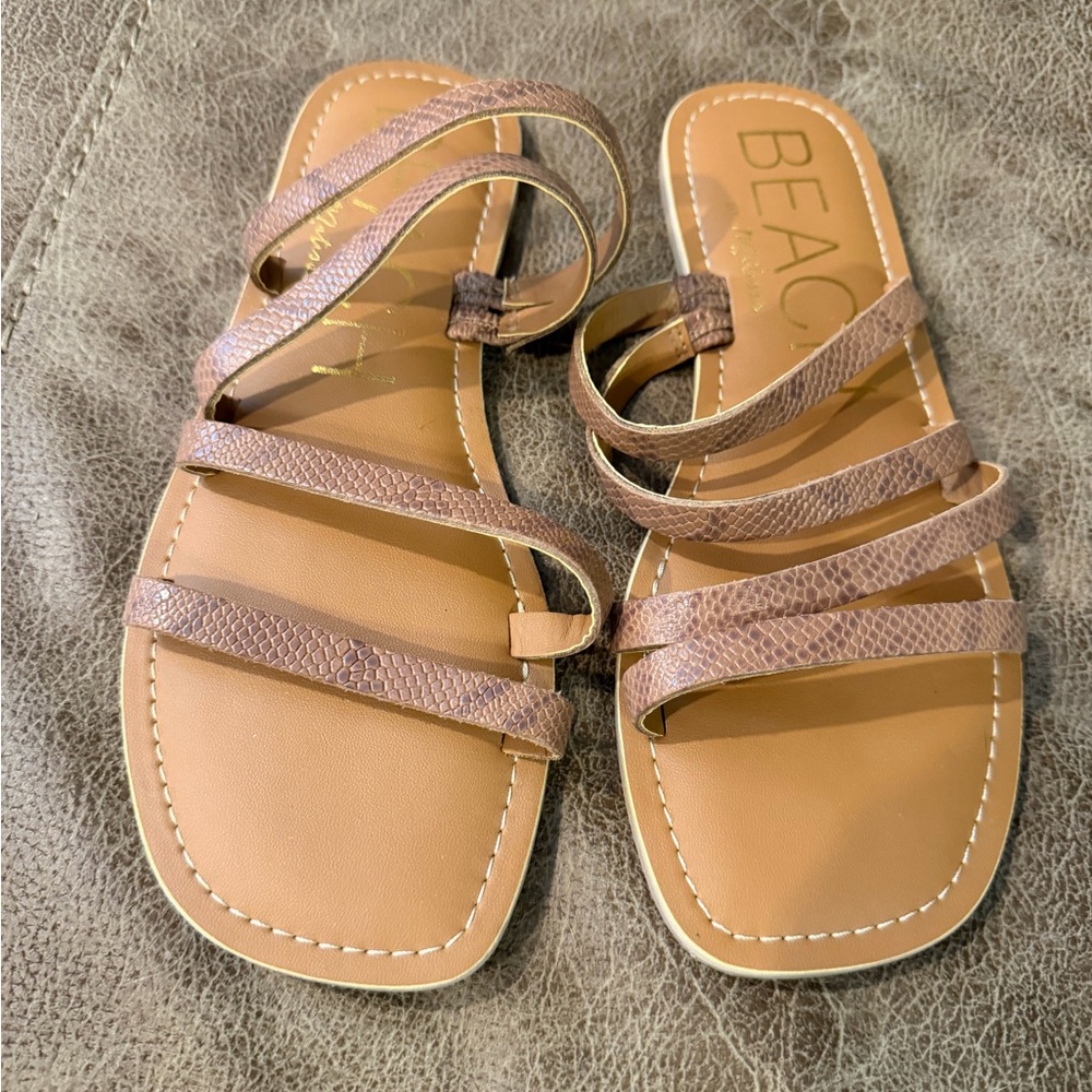 BEACH Tan Strappy Sandals